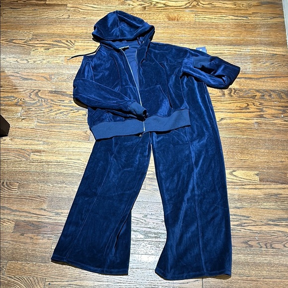Navy Velour Tracksuit with Hoodie - Picture 10 of 10